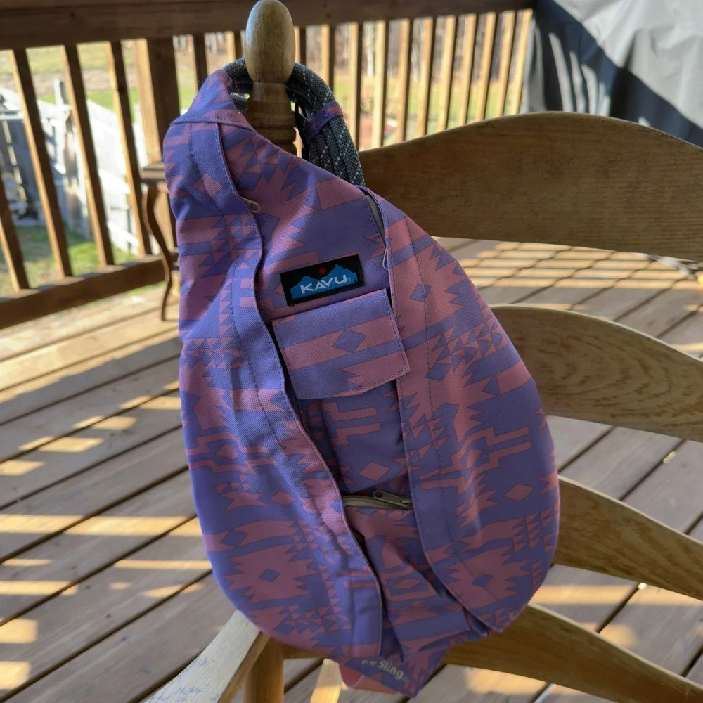 KAVU‎ Rope Sling Bag Purple Pink Aztec Pattern Outdoor Adventure NWT